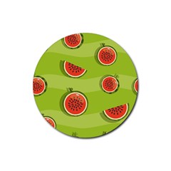 Seamless Background With Watermelon Slices Rubber Round Coaster (4 Pack)  by BangZart