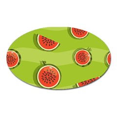 Seamless Background With Watermelon Slices Oval Magnet by BangZart