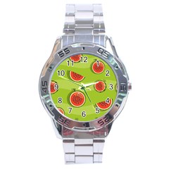 Seamless Background With Watermelon Slices Stainless Steel Analogue Watch by BangZart