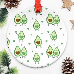 Cute Seamless Pattern With Avocado Lovers Ornament (round) by BangZart