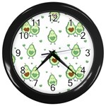 Cute seamless pattern with avocado lovers Wall Clock (Black) Front