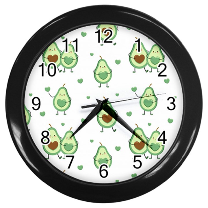 Cute seamless pattern with avocado lovers Wall Clock (Black)