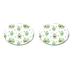 Cute seamless pattern with avocado lovers Cufflinks (Oval) Front(Pair)