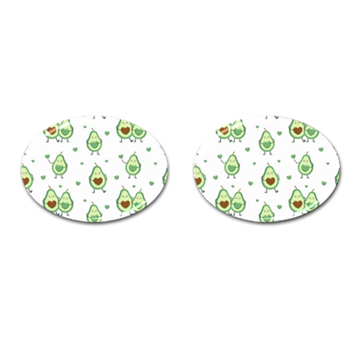 Cute seamless pattern with avocado lovers Cufflinks (Oval)