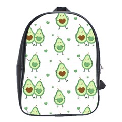 Cute Seamless Pattern With Avocado Lovers School Bag (large) by BangZart