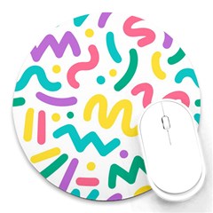 Abstract Pop Art Seamless Pattern Cute Background Memphis Style Round Mousepads by BangZart