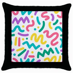 Abstract Pop Art Seamless Pattern Cute Background Memphis Style Throw Pillow Case (black) by BangZart