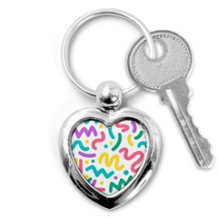 Abstract Pop Art Seamless Pattern Cute Background Memphis Style Key Chain (heart) by BangZart