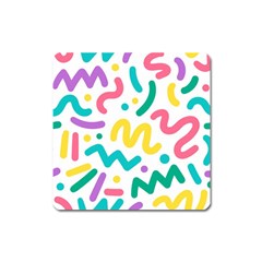 Abstract Pop Art Seamless Pattern Cute Background Memphis Style Square Magnet by BangZart