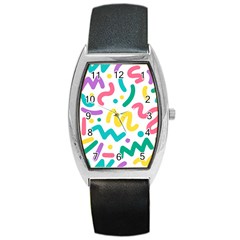 Abstract Pop Art Seamless Pattern Cute Background Memphis Style Barrel Style Metal Watch by BangZart