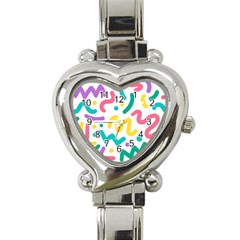 Abstract Pop Art Seamless Pattern Cute Background Memphis Style Heart Italian Charm Watch