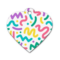 Abstract Pop Art Seamless Pattern Cute Background Memphis Style Dog Tag Heart (one Side) by BangZart