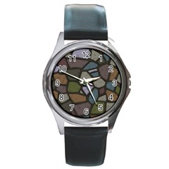 Cartoon Colored Stone Seamless Background Texture Pattern   Round Metal Watch by BangZart