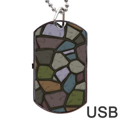 Cartoon Colored Stone Seamless Background Texture Pattern   Dog Tag Usb Flash (two Sides) by BangZart