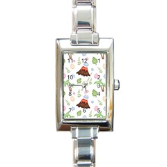 Cute Palm Volcano Seamless Pattern Rectangle Italian Charm Watch by BangZart