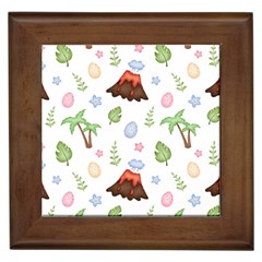 Cute Palm Volcano Seamless Pattern Framed Tile by BangZart