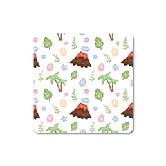 Cute Palm Volcano Seamless Pattern Square Magnet by BangZart