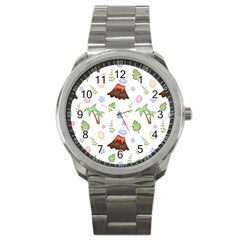 Cute Palm Volcano Seamless Pattern Sport Metal Watch by BangZart