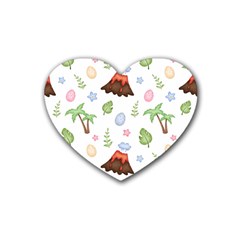 Cute Palm Volcano Seamless Pattern Rubber Coaster (heart)  by BangZart