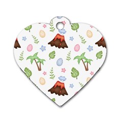 Cute Palm Volcano Seamless Pattern Dog Tag Heart (one Side) by BangZart