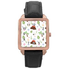 Cute Palm Volcano Seamless Pattern Rose Gold Leather Watch  by BangZart