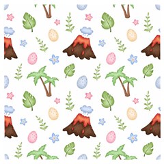 Cute Palm Volcano Seamless Pattern Wooden Puzzle Square by BangZart