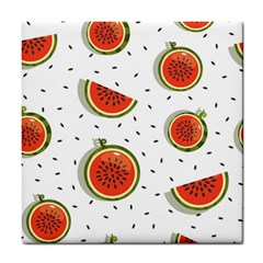 Seamless-background-pattern-with-watermelon-slices Tile Coaster by BangZart