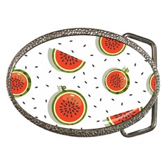 Seamless-background-pattern-with-watermelon-slices Belt Buckles by BangZart