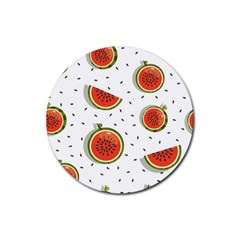 Seamless-background-pattern-with-watermelon-slices Rubber Coaster (round)  by BangZart