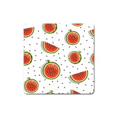 Seamless-background-pattern-with-watermelon-slices Square Magnet by BangZart