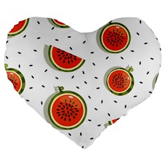 Seamless-background-pattern-with-watermelon-slices Large 19  Premium Heart Shape Cushions by BangZart