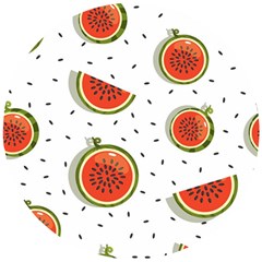 Seamless-background-pattern-with-watermelon-slices Wooden Puzzle Round by BangZart