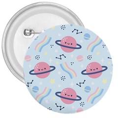 Cute Planet Space Seamless Pattern Background 3  Buttons by BangZart