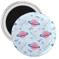 Cute Planet Space Seamless Pattern Background 3  Magnets by BangZart