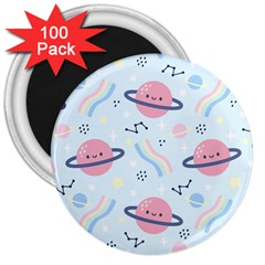 Cute Planet Space Seamless Pattern Background 3  Magnets (100 Pack) by BangZart