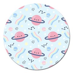 Cute Planet Space Seamless Pattern Background Magnet 5  (round) by BangZart