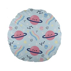 Cute Planet Space Seamless Pattern Background Standard 15  Premium Round Cushions by BangZart