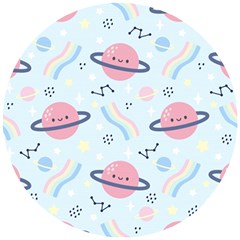 Cute Planet Space Seamless Pattern Background Wooden Puzzle Round by BangZart