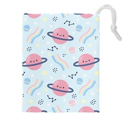 Cute Planet Space Seamless Pattern Background Drawstring Pouch (5xl) by BangZart