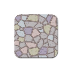 Cartoon Colored Stone Seamless Background Texture Pattern Rubber Square Coaster (4 Pack)  by BangZart