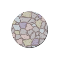 Cartoon Colored Stone Seamless Background Texture Pattern Rubber Round Coaster (4 Pack)  by BangZart