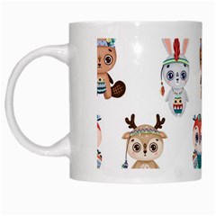 Cute Cartoon Boho Animals Seamless Pattern White Mugs by BangZart