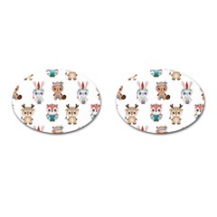 Cute Cartoon Boho Animals Seamless Pattern Cufflinks (oval) by BangZart