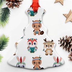 Cute Cartoon Boho Animals Seamless Pattern Christmas Tree Ornament (two Sides) by BangZart