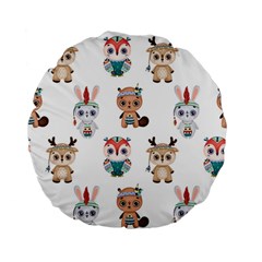 Cute Cartoon Boho Animals Seamless Pattern Standard 15  Premium Flano Round Cushions by BangZart