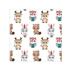 Cute Cartoon Boho Animals Seamless Pattern Small Satin Scarf (square)