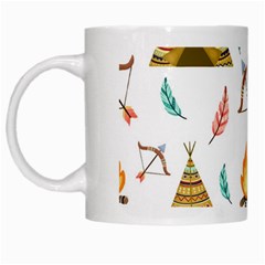 Cute Cartoon Native American Seamless Pattern White Mugs by BangZart