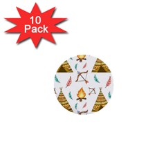 Cute Cartoon Native American Seamless Pattern 1  Mini Buttons (10 Pack)  by BangZart