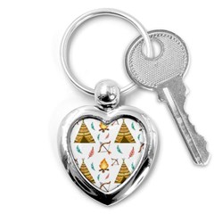 Cute Cartoon Native American Seamless Pattern Key Chain (heart) by BangZart