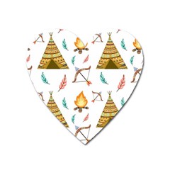 Cute Cartoon Native American Seamless Pattern Heart Magnet by BangZart